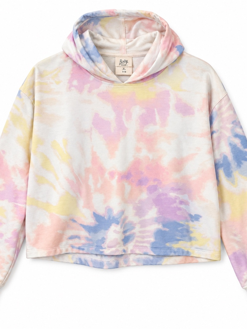 Bixby Nomad Girls XL 16-18 Pastel Tie Dye Cropped Hoodie